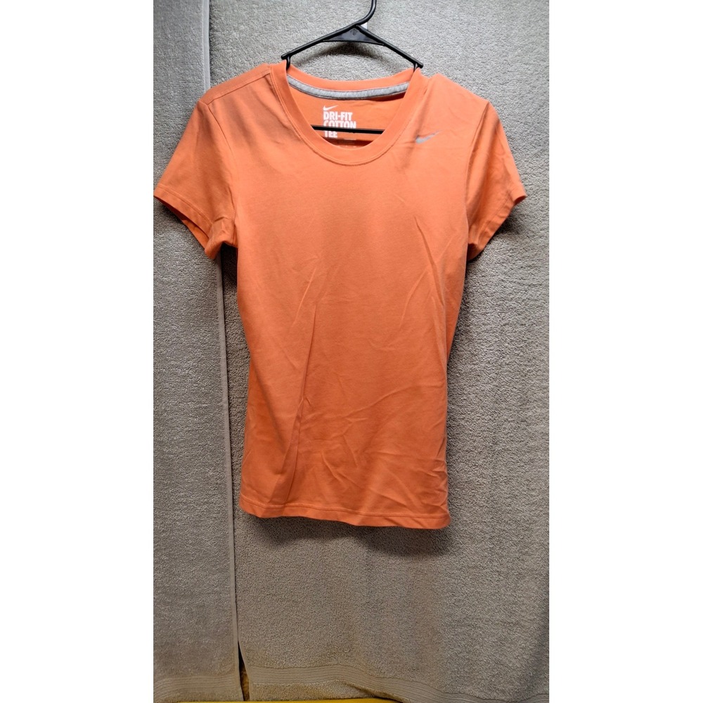 Nike Dri-FIT Cotton Tee Orange Short Sleeve Performance Shirt Womens Small (b7)